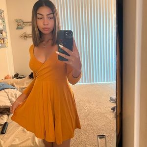 Forever 21 Yellow Cross Chest Formal Dress